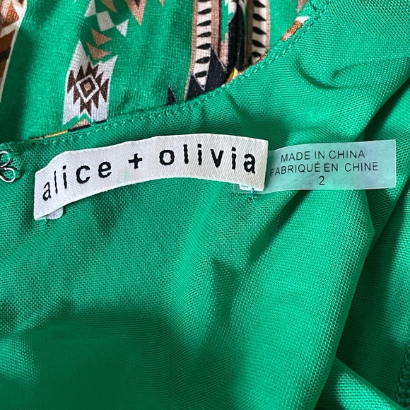 Alice and Olivia Emerald Delora Mystic Ikat Sheath Midi DressGreen - Picture 7 of 7